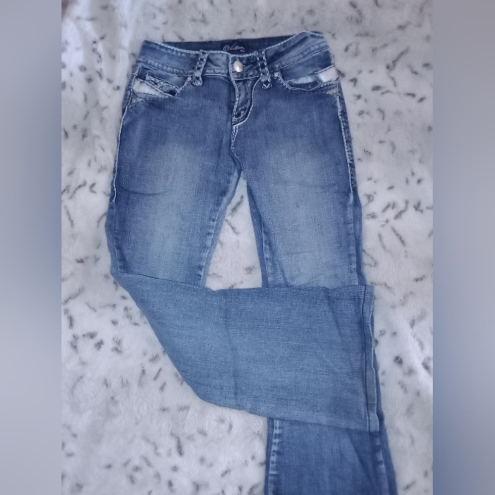 Stylish Women's Jeans in Blue With Bling Embellished Pockets